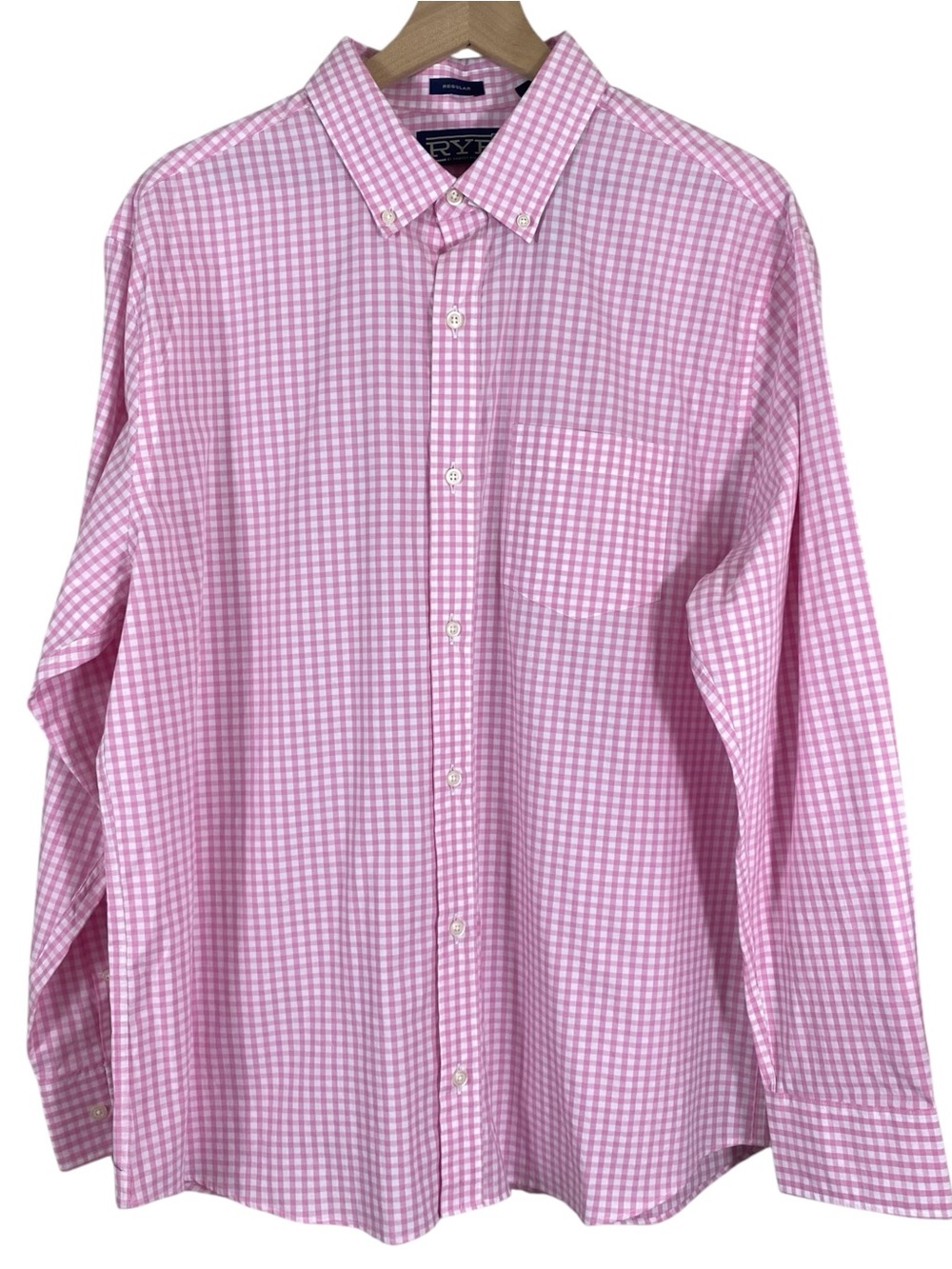 Rye by Hawker Rye Mens Button Down Shirt Size XL Short Pink Gingham 100% Cotton